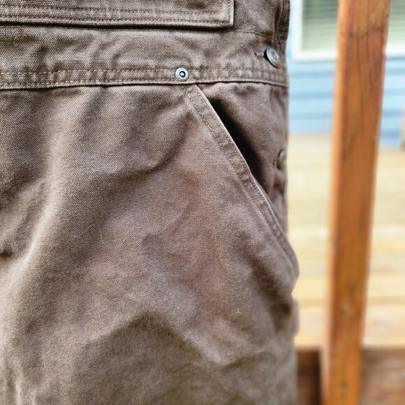 Sorel Overall Bibs Mens XXL Brown Quilted Lined Canvas Double Knee Workwear - Picture 8 of 15